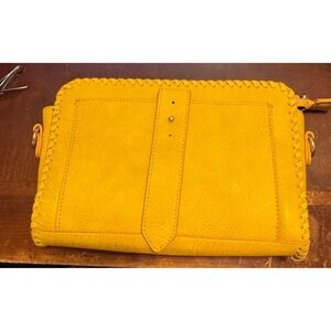 Gold crossbody bag, leather new never used yellow purse bag‎